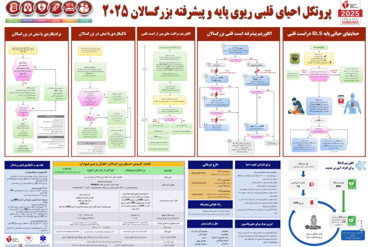 پوستر های آموزشی احیای قلبی و ریوی پایه و پیشرفته کودکان و بزرگسالان